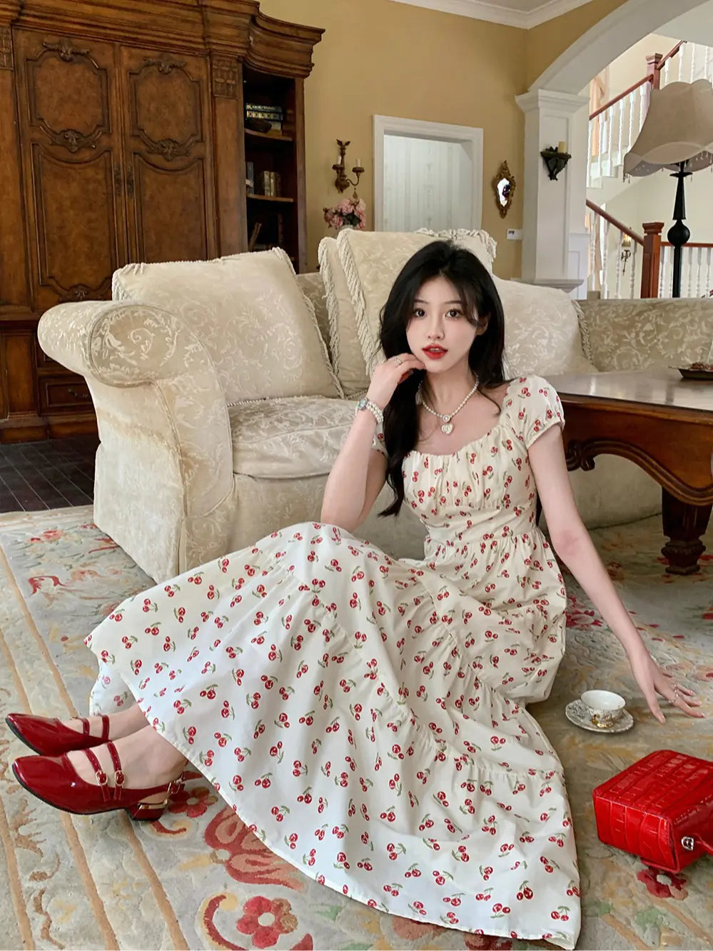 Floral Dress for Women Vintage Floral Maxi Dress