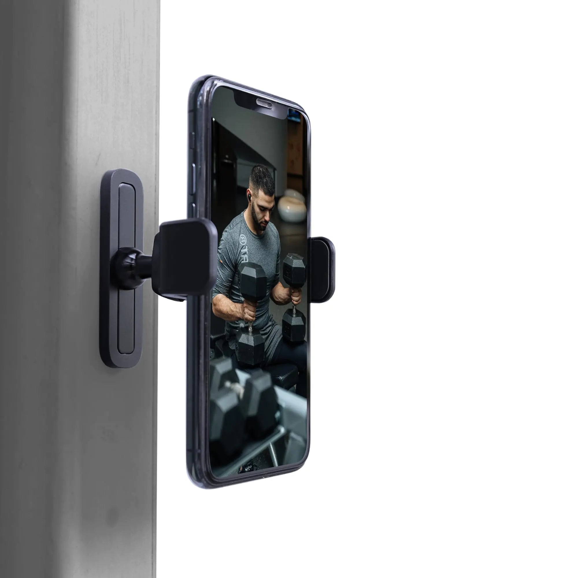 Gyms smart Portable Magnetic Phone Holder for Gym 360 Degree Adjustable Phone Stand with Alloy Base Compatible with 4.7-6.5" Smartphones