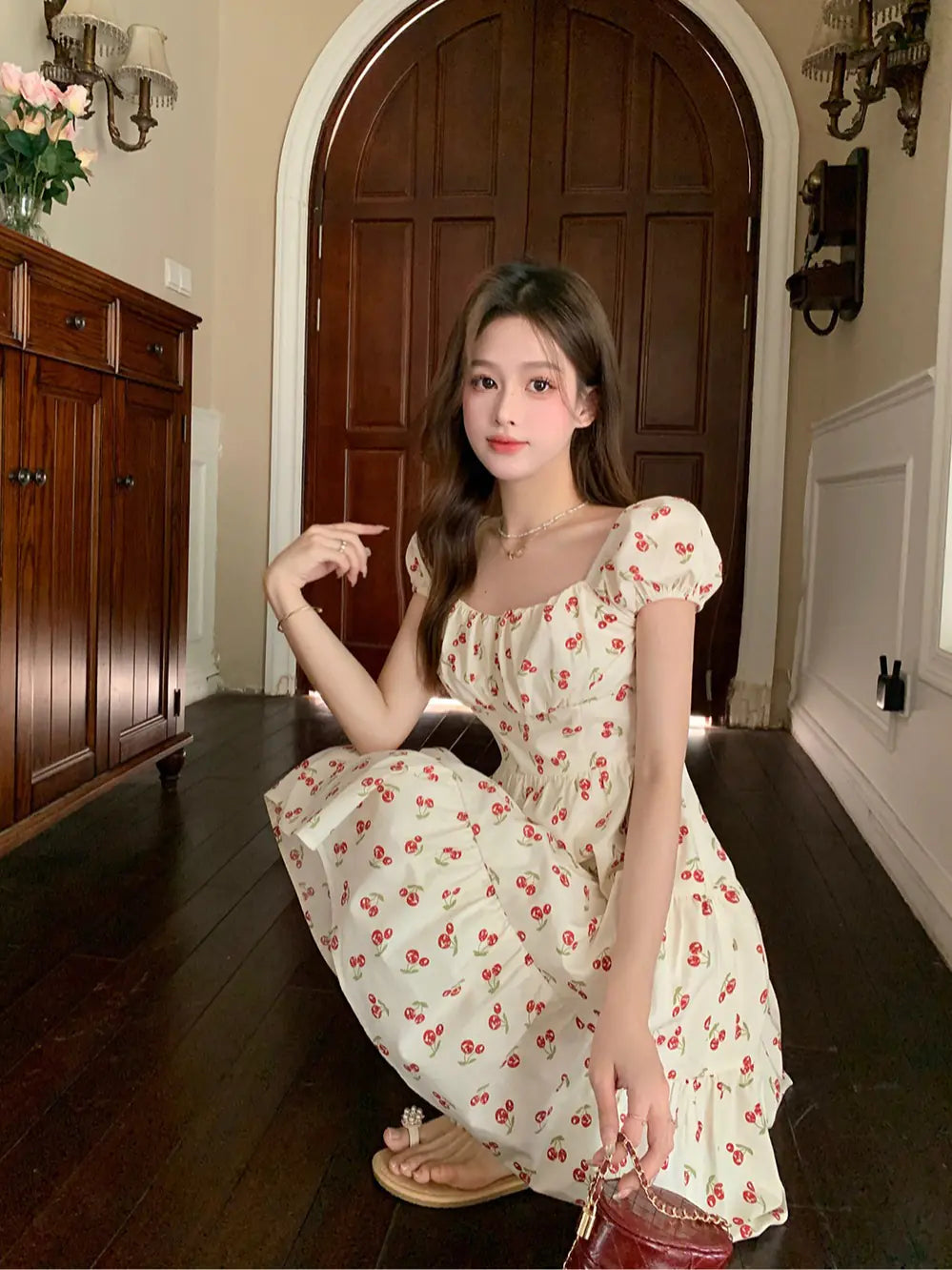 Floral Dress for Women Vintage Floral Maxi Dress